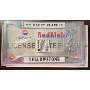 RedMama My Happy Place Yellowstone License Plate Frame Gift License Plate Frame